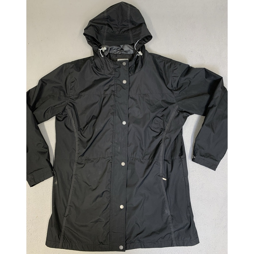 White Sierra Black Hooded Rain Jacket